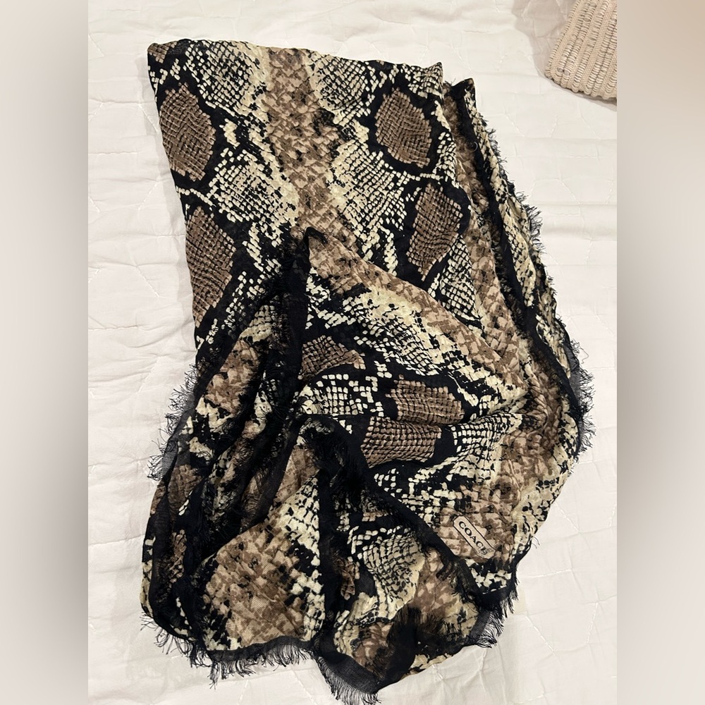 Coach Python Oversized Square Scarf Khaki,Black D… - image 7